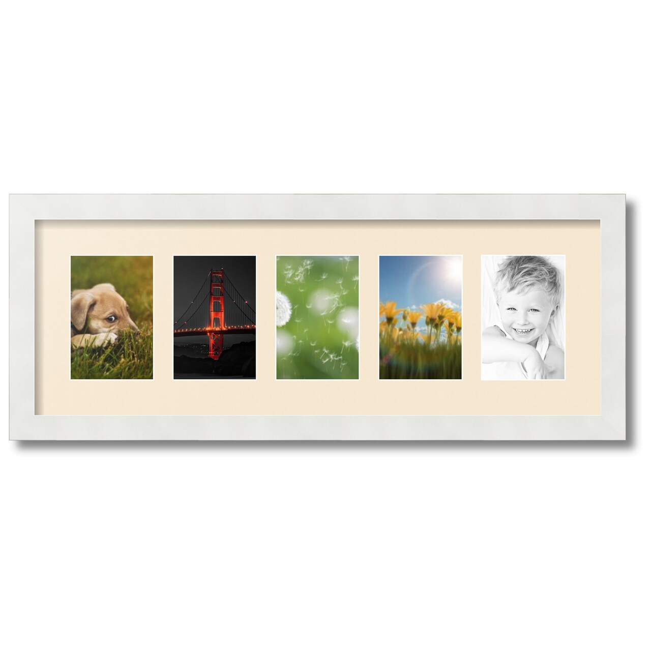 ArtToFrames Collage Photo Picture Frame with 5 - 4x6 inch Openings, Framed in White with Over 62 Mat Color Options and Plexi Glass (CSM-3966-153)